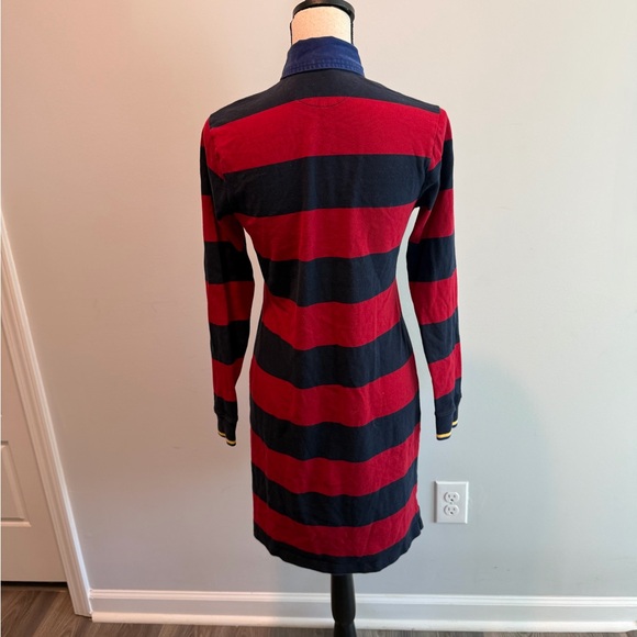 Ralph Lauren Sport Striped Polo Rugby Dress Embroidered Crest Women’s sz Medium - Picture 2 of 7
